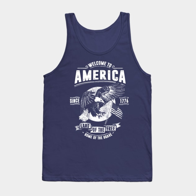 Welcome to America: Land of the Free Vintage Design Tank Top by Jarecrow 